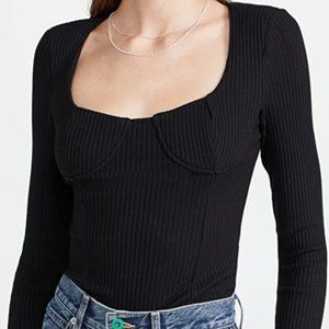 Endless Rose Shopbop Black Shoulder Padded Long Sleeve Sweater Top